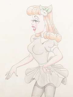 A "Hollywood Steps Out" Paulette Goddard Model Drawing. | Van Eaton Galleries