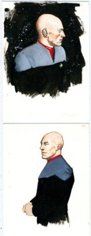 SCOTT HAMPTON ORIGINAL PAINTED PICARDS FROM STAR TREK: FORGIVENESS WITH ST:TNG 8