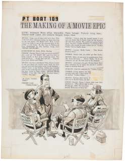 JACK DAVIS "SICK" #18 "PT 109 - THE MAKING OF A MOVIE EPIC" JFK-RELATED CARTOON ORIGINAL ART. | Hake’s
