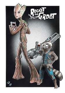 Groot & Rocket Raccoon - Original Drawing - Diego Septiembre  - EO 