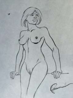 Hermann - Dessin original - Projet pour un Ex-Libris - Personnage Féminin | Catawiki