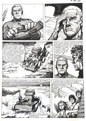 Solano Lopez | Original page for L’Eternauta 2a serie. Cm. 27,5x38. Ink. Mint. Code 2158. | Segni e Disegni