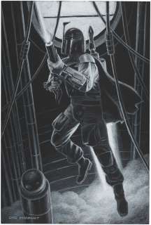 "STAR WARS" BOBA FETT ORIGINAL ART BY GREG HILDEBRANDT. | Hake’s