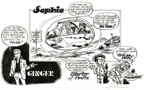 Sophie, Starter et Ginger - Dessin original pour la foire BD La Roche-sur-Foron - (1988) | Catawiki