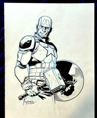 Karl Kesel | Karl Kesel, Capt America with Mjolner | ComicArtFans Classifieds