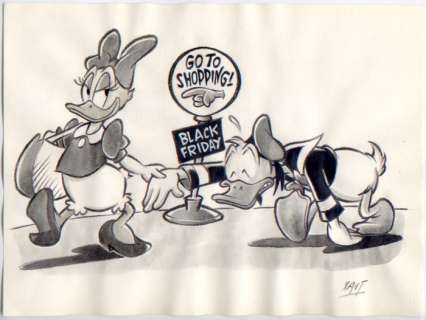 Xavi - Original Drawing - Daisy and Donald go to shopping - (2018) | Catawiki