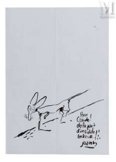 SFAR, Joann (1971) - Lot 340 - Le Chat du Rabbin - Dessin original de dédicace à Claude...