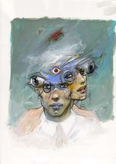 Enki Bilal - ENKI BILAL - L‘homme est un accident - Illustration originale de couverture pour le n°5 de Métal Hurlant «Le métavers»