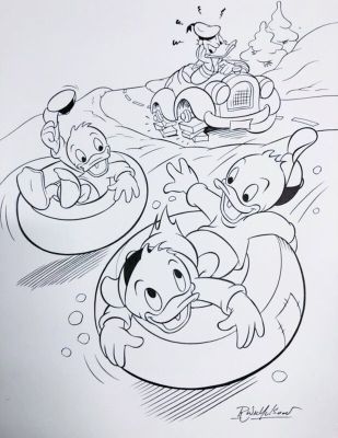 Ray Nicholson, Carl Barks (Concept), Studios Disney (Concept) | Disney - Riri, Fifi et Loulou font de la luge | 2DGalleries