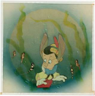 "PINOCCHIO" DONKEY BOY PINOCCHIO COURVOISIER PRODUCTION CEL SETUP. | Hake’s