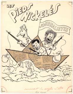 René Pellos (1900-19... | Les Pieds Nickelés journalistes Encre de Chine et collage... | Tessier Sarrou