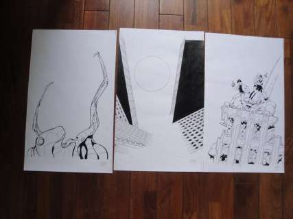 Janolle, Alain | 3 Original drawings + 2 screen-printed dioramas  - Nemesis  - (2003) | Catawiki