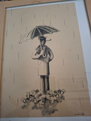 Dessin original David Merveille hommage Mr Hulot Tati | eBay Europe