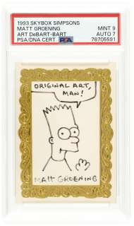 1993 SKYBOX SIMPSONS MATT GROENING (ORIGINAL) ART DeBART-BART CARD PSA DNA 9 MINT AUTO 7.