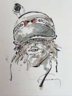 Hermann  - Illustration originale en couleurs directes pour un ex-librisÂ - Kurdy Malloy | Catawiki