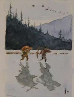 Les pionniers du nouveau monde  T1 - Aquarelle -  4ème de couverture -  Â« Prendre les bois Â» - (1989) | Catawiki