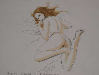 L’herbe Folle - Crayonné original rehaussé d’aquarelle - Alors, gamin, tu t’instruis?â€ | Catawiki