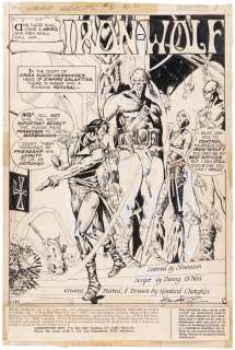 WEIRD WORLDS #8 COMIC BOOK SPLASH TITLE PAGE ORIGINAL ART BY HOWARD CHAYKIN (IRON-WOLF). | Hake’s