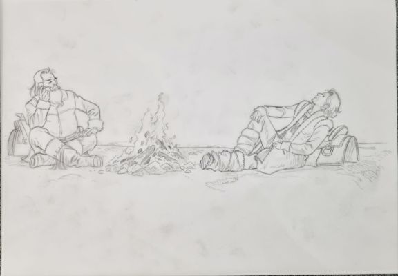 Henriet , Alain - illustration originale du western" La vallée des oubliées" | Galerie des bulles