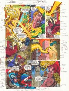 John Kalisz, Steve Epting, Tom Palmer - Avengers #375 P.12 Color Guide Art - Thena, Sprite, Giant-Man, Captain America, And Black Widow Action - 1994