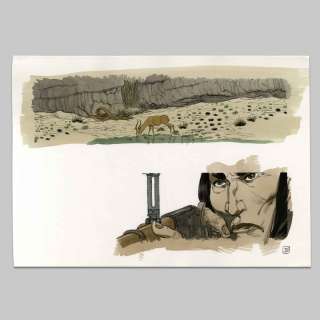 Jef | Tirage réhaussé à l’aquarelle Geronimo, Geronimo chasse pour nourir sa tribu | Collector BD