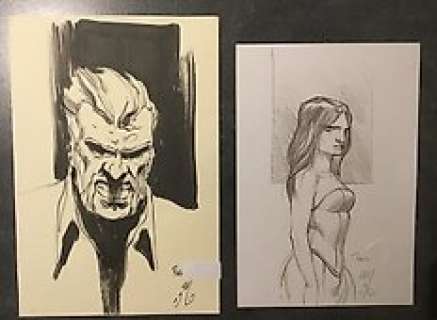  - Bourgouin, Mikaël - 2x Dessin original dédicacé - Le Codex angélique  (2014) 