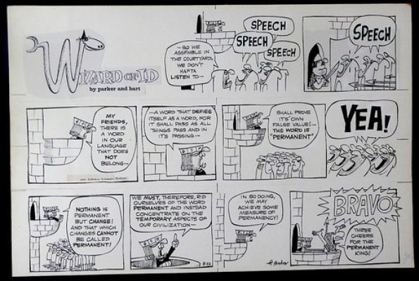 RARE WIZARD OF ID ORIGINAL SUNDAY COMIC STRIP 8/22/65 BRANT PARKER (1920–2007)