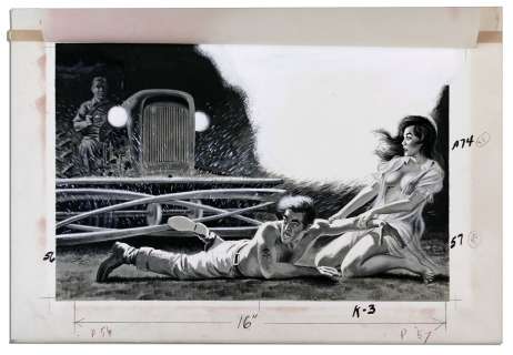 Original Large Illustration Drawn by Comic Book Artist Bill Edwards -- Contains Removable Color Translucent Overlay | Nate Sanders