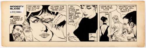 Jim Holdaway - Modesty Blaise #1136 Daily Original Art Comic Strip (London Times Mirror, 1966).