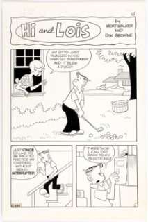 Dik Browne | Beetle Bailey #73 "Hi and Lois" Complete 3-Page Story Original Art (Charlton, 1970). | Heritage