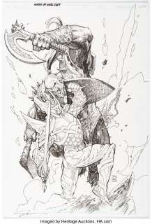 Lee, Jim - Jim Lee World of Warcraft Con-Exclusive Ashcan Cover Original Art (DC/WildStorm, 2007)....