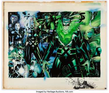 Unidentified artist - superhero sketches - Chris Bachalo and D.J.C. Generation X Ashcan #1 Remarqued Wraparound Cover Production Colors Original Art (Marvel,...