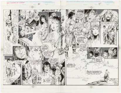 Niño, Alex | Alex Niño The Savage Sword of Conan #228 Double Page Spread 36-37 Original Art (Marvel, 1994).... | Heritage