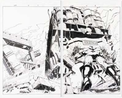 Kubert, Adam | Adam Kubert and Art Thibert Ultimate X-Men Double Splash Page 7-8 Original Art (Marvel, 2001).... (Total: 2 Items) | Heritage