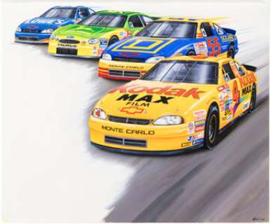 Unidentified Artist - NASCAR Race Cars Illustration Original Art (2000).... | Heritage
