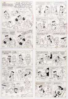 Ray Dirgo The Flintstones #46 Complete 8-Page Story "The Champ of Bedrock" Original Art (Charlton, 1976). (Total: 8 Original Art)
