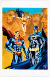 Don Hillsman II - Batman, Superman, and Wonder Woman Painting Original Art (1998).