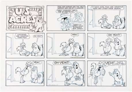 Jim Davis Studio U.S. Acres Sunday Comic Strip Original Art dated 10-5-86 (United Feature Syndicate, 1986). | Heritage