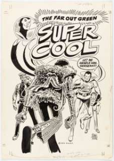 Frank Thorne Far Out Green Super Cool #2 Cover Original Art (Social Welfare Research Foundation, 1972). | Heritage