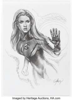 Claudio Aboy - Invisible Woman Illustration Original Art (undated).