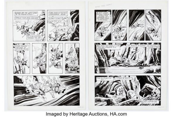 Alberto Giolitti Turok, Son of Stone "Riders on the Wind" Story Pages 10-11 Original Art (Western, c. 1982). (Total: 2 Original Art)