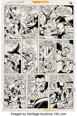 David Wenzel and Dan Green Marvel Team-Up #71 Spider-Man and Falcon Story Page 8 Original Art (Marvel, 1978). | Heritage