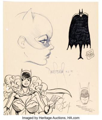 Dave Stevens, Dick Ayers, Terry Austin, and Louis Small Jr. - Batman and Batgirl Illustrations Original Art (1990-93).