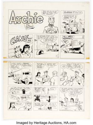 Bob Montana Archie Sunday Comic Strip Original Art dated 3-23-47 (McClure Newspaper Syndicate, 1947). (Total: 2 Original Art) | Heritage