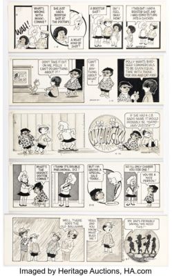 Morrie Turner Wee Pals Daily Comic Strip Original Art Group of 5 (United Features Syndicate, 1977). (Total: 5 Original Art)