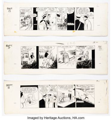 Chester Gould Dick Tracy Daily Comic Strips Original Art Group of 3 (Chicago Tribune, 1956). (Total: 3 Original Art) | Heritage