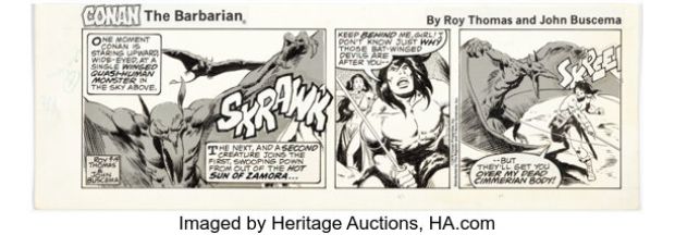 John Buscema Conan the Barbarian Daily Comic Strip Original Art dated 9-14-78 (Register and Tribune Syndicate, 1978). | Heritage