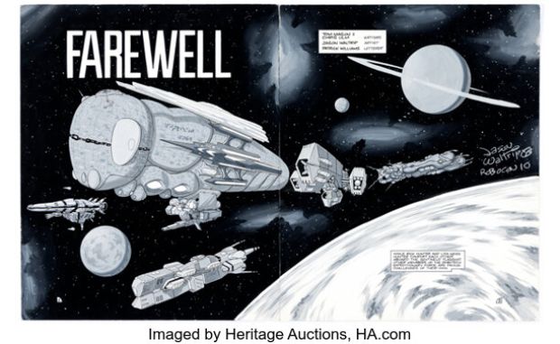 Jason Waltrip Robotech II The Sentinels Book II #7 Double Splash Pages 2-3 Original Art (Malibu, 1991).