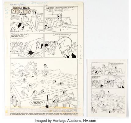 Ben Brown and Jacqueline Roettcher (team attributed) Richie Rich Money World #7 Complete 1-Page Story Original Art (Harvey, 1973). (Total: 2 Items) | Heritage