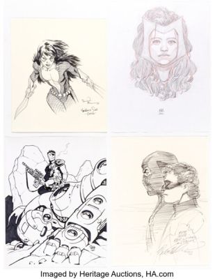 Ryan Stegman, Tom Raney, and others - Sandman, Batman, and others Sketches Original Art and Color Guide Group of 10 (1974-2021). (Total: 10 Items)